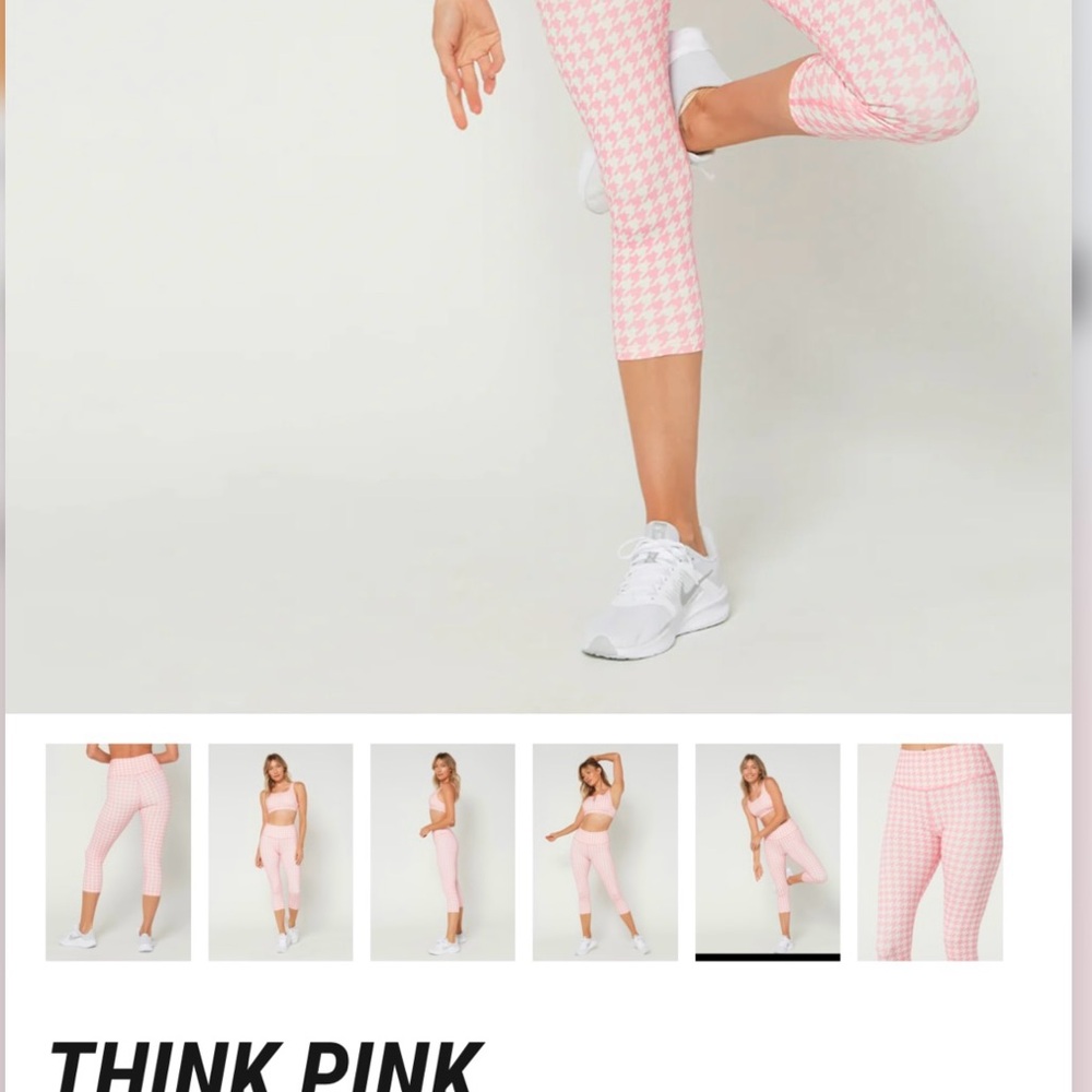 Trophy Yoga Pink Houndstooth Leggings